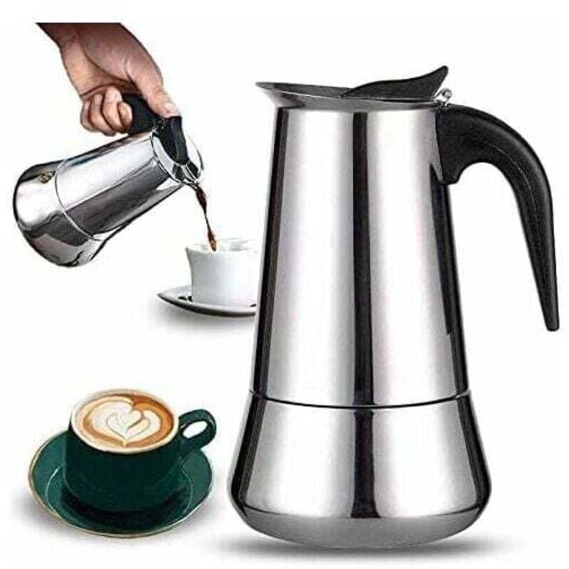 Italienische Kaffeemaschine aus Edelstahl für 12 Tassen, kompatibel mit allen Herdarten, 12 Tassen