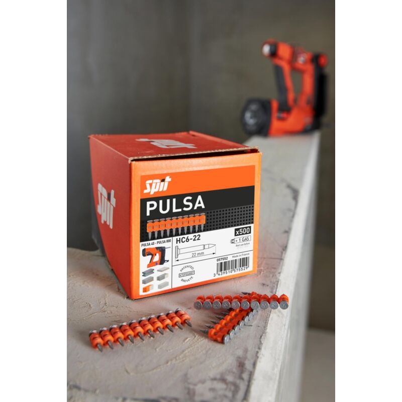 Itw HC6 22 mm, Nägel Spit Pulsa, Spezialnägel, inkl. 3 Kartuschen Gas, 1500 Stk Nägel 22 mm (057698)