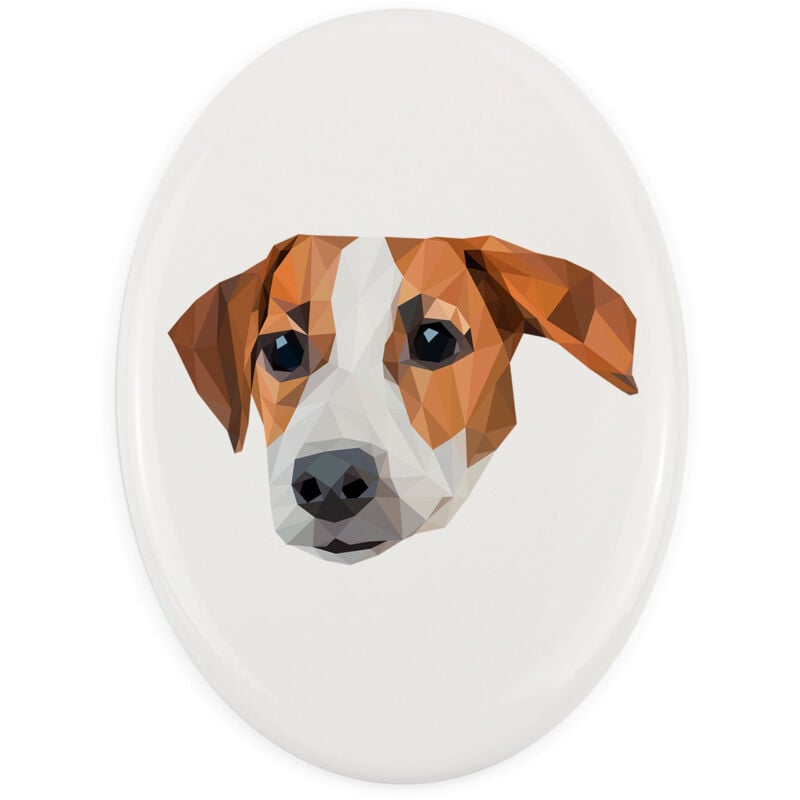 Jack Russell Terrier - ein Teller mit Foto und geometrischer Aufschrift von Art-Dog