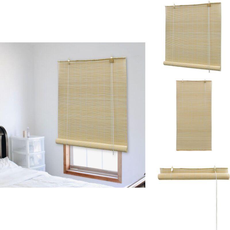 Bambusrollo 80x220 cm Natur - Bambusrollo - Fensterdekoration - Lichtdurchlässig - Naturfarben - Rollos
