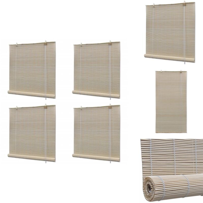 Bambusrollos Natur 4 Stk. 120x160 cm - Bambusrolladen - Fensterdeko - Sonnenschutz - Wohnzimmer Dekoration - Schlafzimmer Dekoration