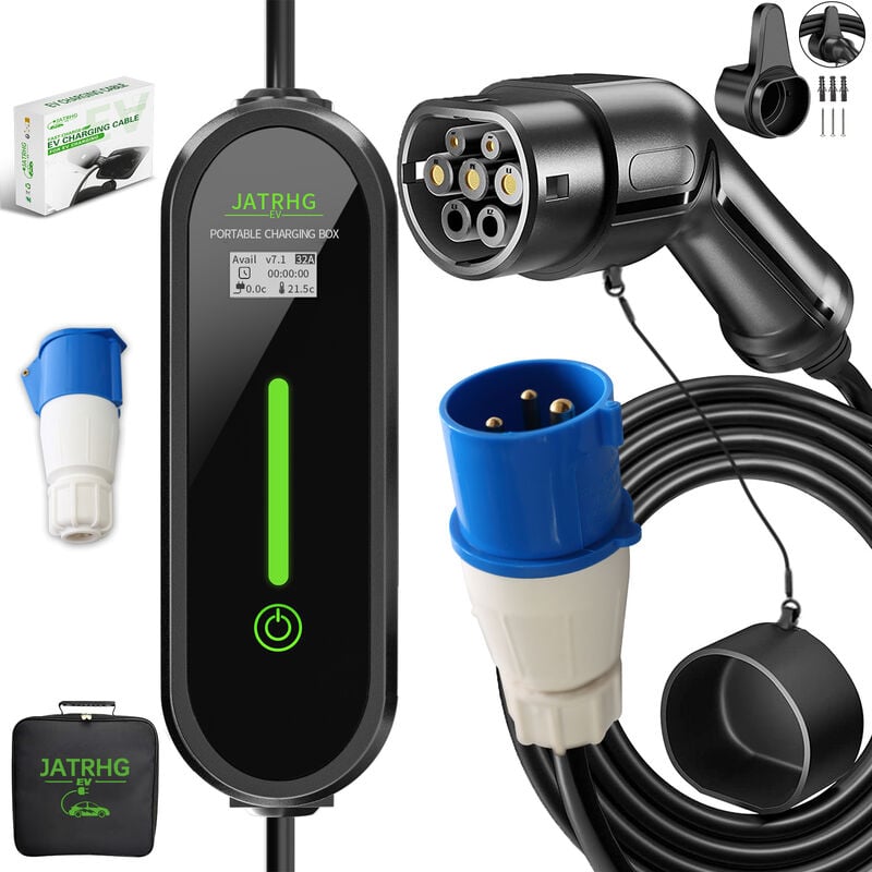 EV-Ladegerät 8M 7,2KW-1,5KW 32A16A13A10A8A Typ 2 Tragbare Elektroauto-Ladestation Umschaltbarer Strom Hybridauto Einphasiges Schnellladegerät - Jatrhg
