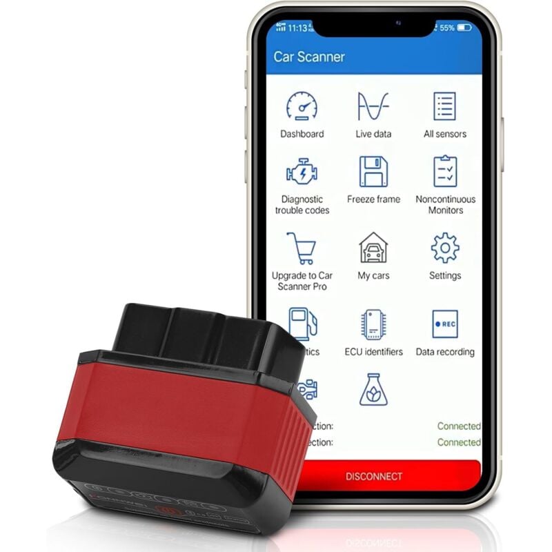 Jeffergarden OBD2-Kfz-Diagnosegerät KW905, OBD2-Bluetooth-Kfz-Diagnosescanner, Abfrage von 3000 Fehlercodes, OBDII-Codeleser für Android-/iOS-Systeme
