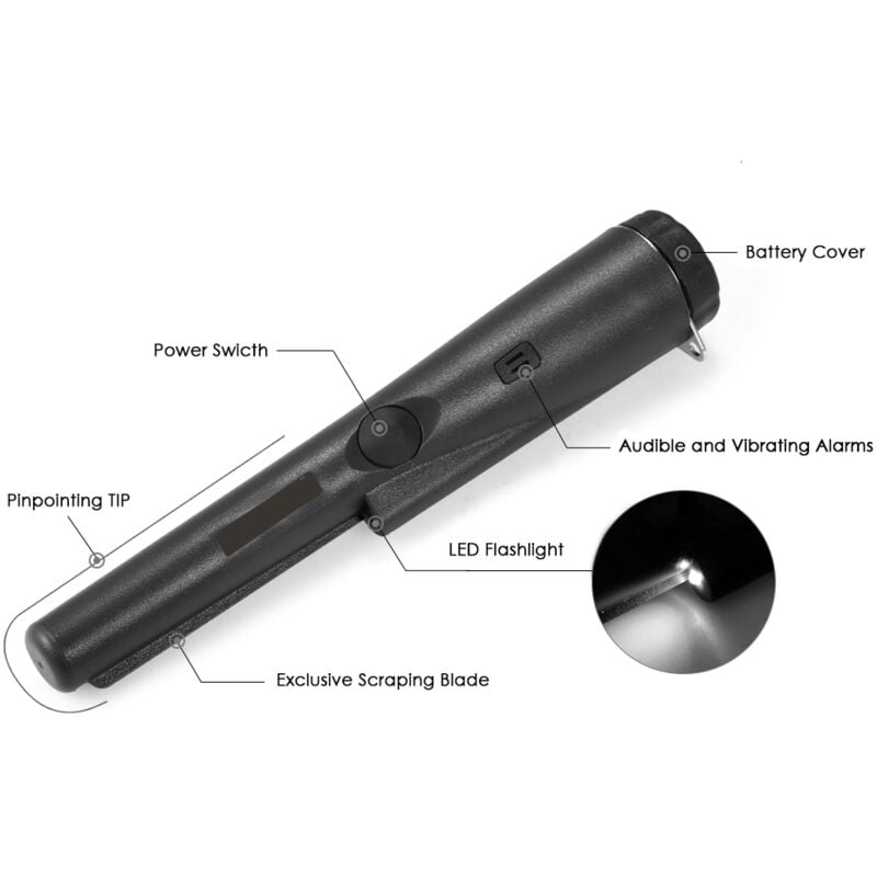 Jeffergarden - Pinpointer-Metalldetektor, tragbarer Pinpointer, Schatzsuchwerkzeug, Summer-Vibration, automatische Abstimmung mit Gürtelholster