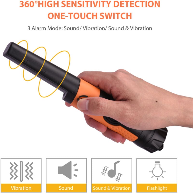 Yuclam Metalldetektor Pinpointer IP68, vollständig wasserdicht, Handheld-Pinpointer, Stabsonde, Schatzdetektoren, Jagdfinder mit umschaltbarem