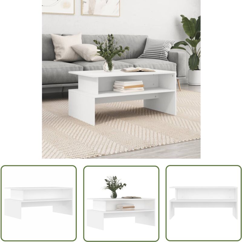 The Living Store Couchtisch Weiß 90x55x42,5 cm Holzwerkstoff - Couchtisch - Wohnzimmerstil - Weißer Couchtisch - Holzwerkstoff Möbel - Sideboard
