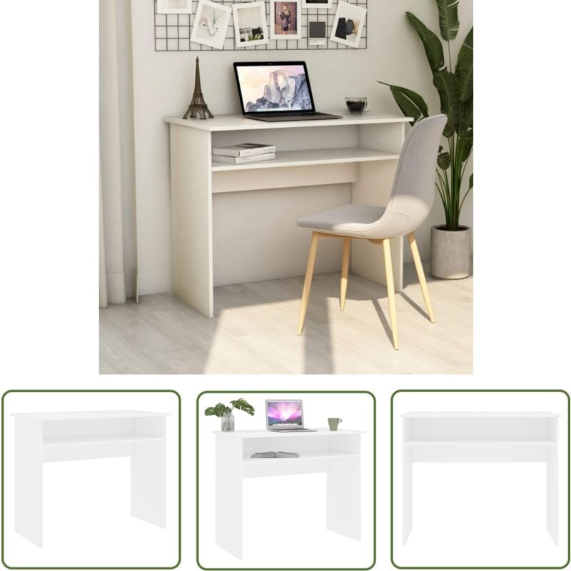 The Living Store Schreibtisch Weiß 90x50x74 cm Holzwerkstoff - Moderner Schreibtisch - Weißer Schreibtisch - Holzwerkstoff Schreibtisch - Kleiner
