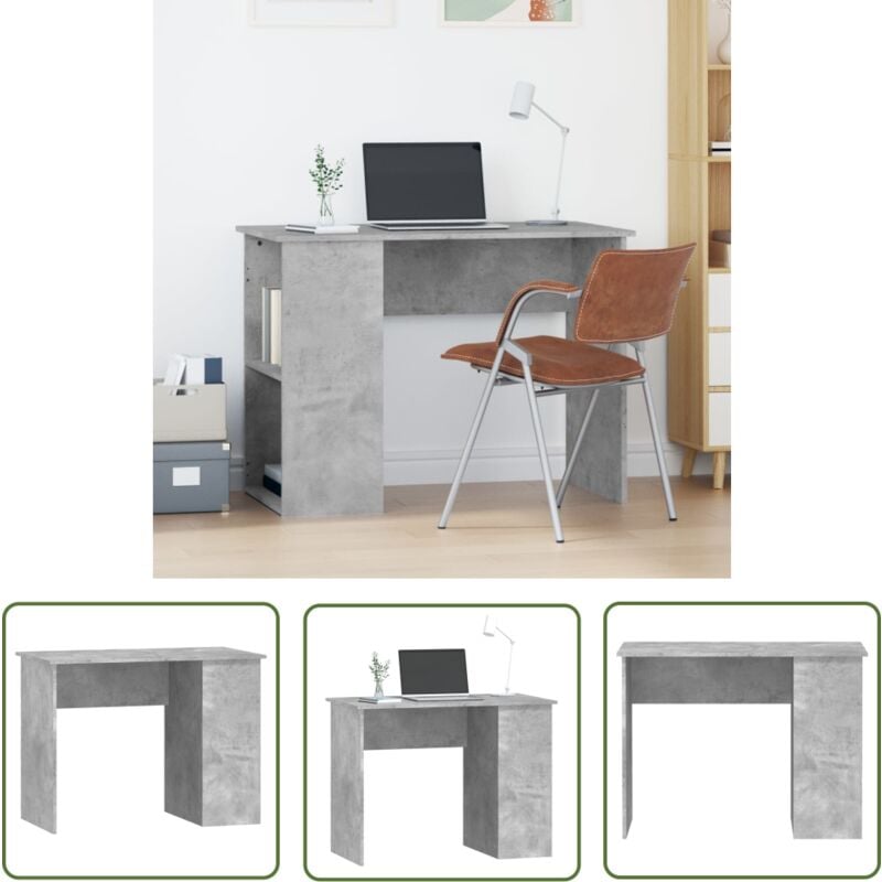 The Living Store Schreibtisch Betongrau 100x55x75 cm Holzwerkstoff - Bürotisch - Schreibtisch - Moderner Schreibtisch - Holzwerkstoff Tisch - Grauer