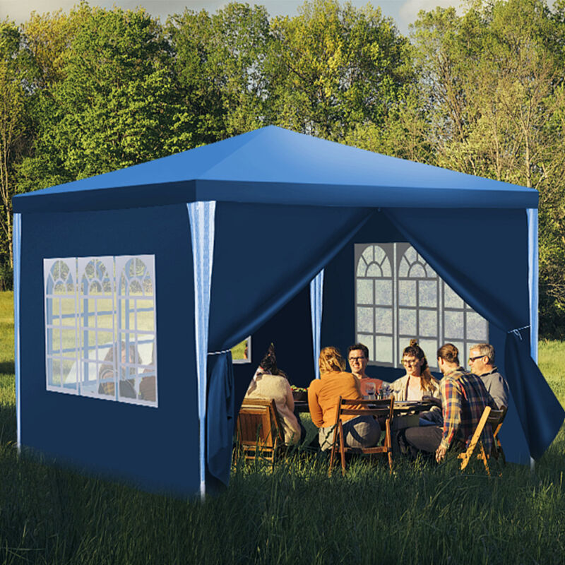 Jiubiaz 3 x 3m Pavillon Wasserdicht Gartenzelt, Pavillons & Partyzelte Festzelt mit 4 Seiten für für Camping / Garten / Hochzeit / Strand, blau
