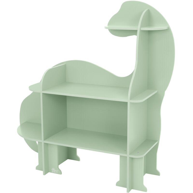 Kinderregal 3 Ebenen, Dinosaurier, Spielzeugregal Holz mit offenen Regalen, 110x31x110 cm, Bücherregal Kinder Wandmontage, Wandregal für Bücher und