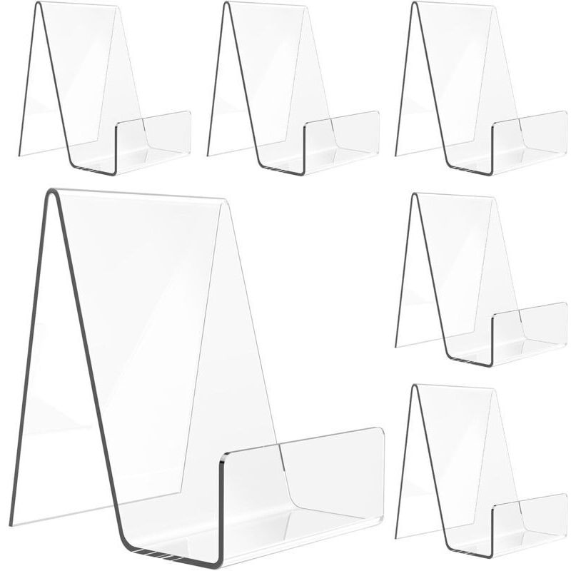 Set mit 6 transparenten Acryl-Aufstellern für Bücher, Alben, CDs, Zeitschriften, Postkarten, Fotos, Teller, Kunstwerke, Handys und Tablets