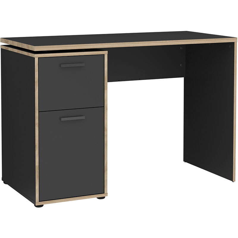 Jugendzimmer Schreibtisch in anthrazit matt mit Eiche Kante EMPOLI-10, b/h/t ca. 110,6/75,2/50,3 cm