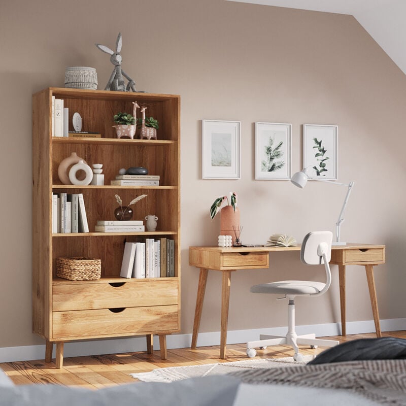 Jugendzimmer Set 2-teilig Schreibtisch und Regal Eiche massiv SIENA-163