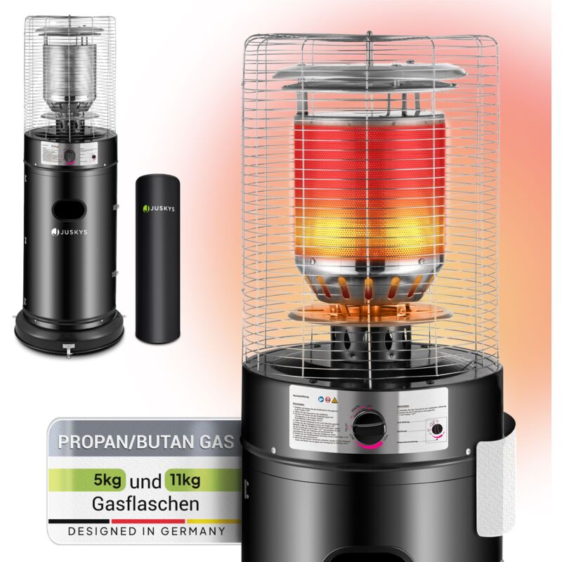 Outdoor Heizstrahler Cuna mit 11 kW Gas-Brenner - Heizpilz Terrassenheizer mit Gas für Terrasse Balkon und Garten - für 5 und 11 kg Gasflaschen