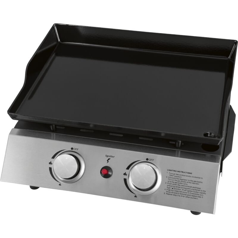 Tischgrill BBQ-Plancha Gasgrill 'Grilleau 2', silber, 2 Brenner - Justus