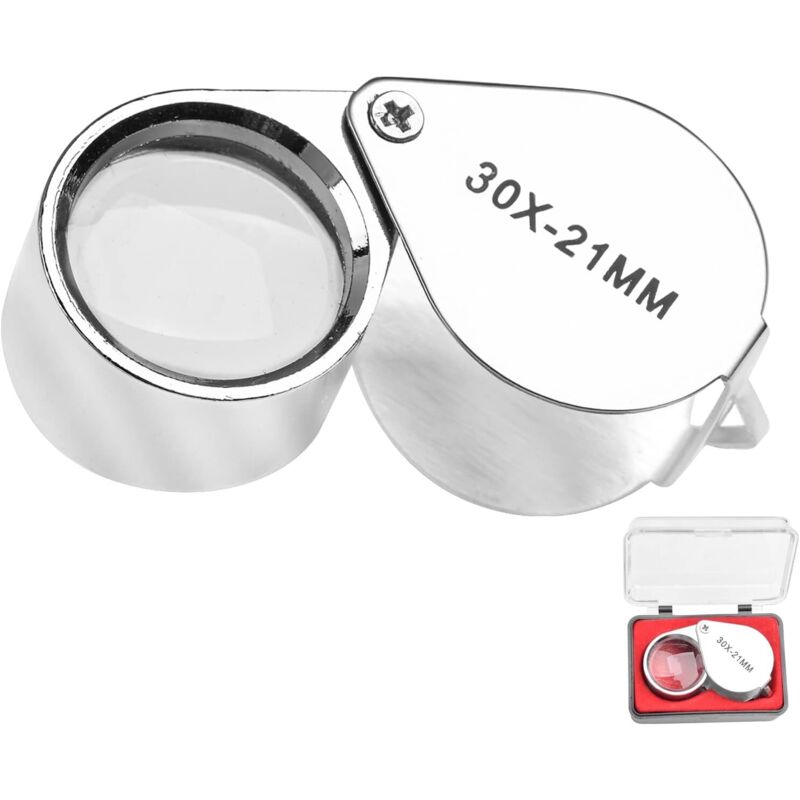 Juwelierlupe mit 30-facher Vergrößerung und Etui zum Lesen, für Bücher, Zeitungen, Insekten, Hobbys (30-fach)
