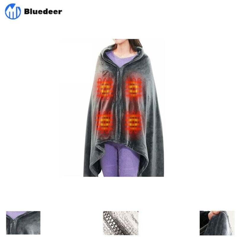 Kabellose Heizdecke/Schal, tragbare USB-Heizdecke mit 3 Temperaturstufen, waschbarer elektrischer Heizponcho, 150 x 85 cm