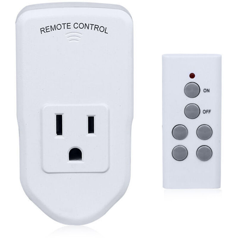 Kabellose Steckdose mit Fernbedienung, geeignet für Lampen, Ventilatoren, Lichterketten, Kleingeräte, große Reichweite, weiß, 10 A/1200 W, 1