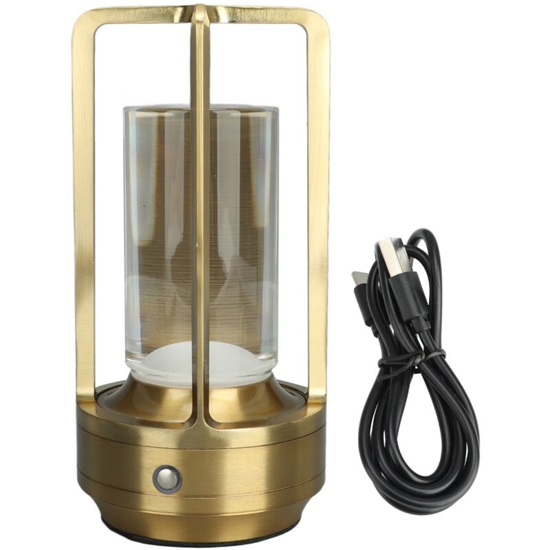 Schnurlose Tischlampe 3 Farben Schrittless Dimming led wiederaufladbare Touch -Nachttisch Gold Gold - Eosnow