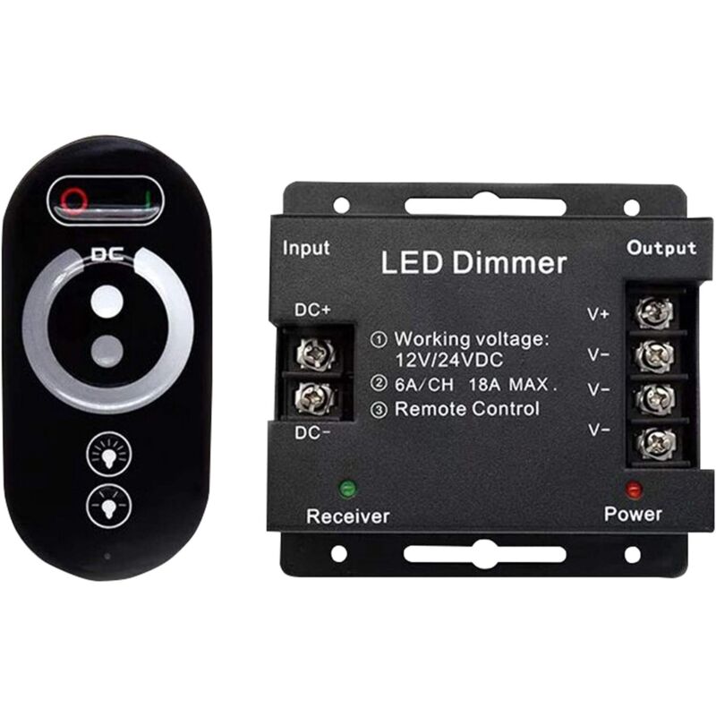 Kabelloser Touch-Dimmer für 12-V-LED-Lampen – 12 V DC mit Fernbedienung für alle dimmbaren DC-LED-Lampen – Kabelloser Touch-Dimmer 18 A