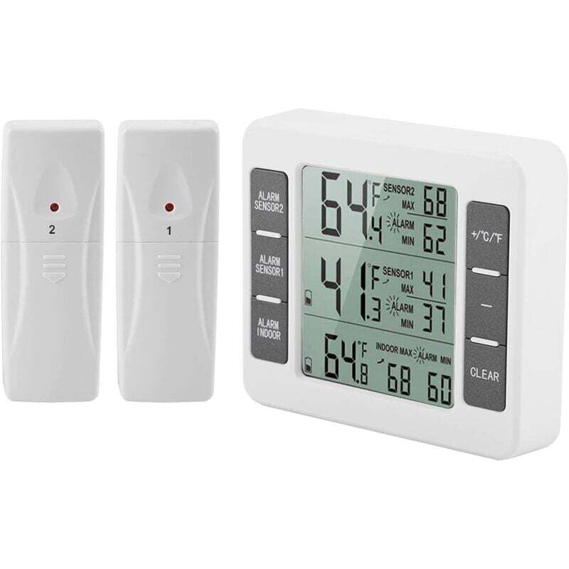 XVX - Kabelloses digitales Thermometer mit akustischem Alarm für Kühl- und Gefrierschrank, Min/Max-Anzeige