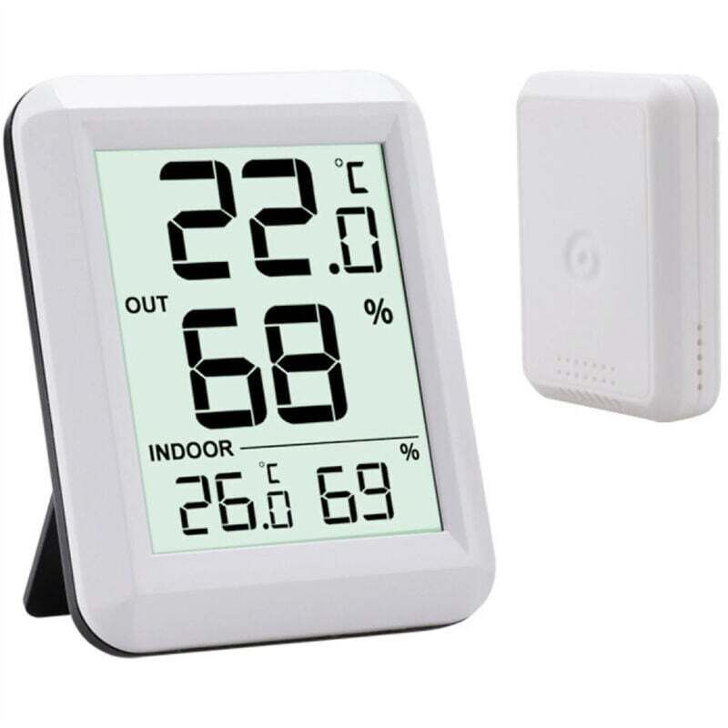 Kabelloses Thermometer und Hygrometer für den Innen- und Außenbereich, für Zuhause und Babyzimmer, zum Aufhängen oder Aufstellen, mit elektronischer