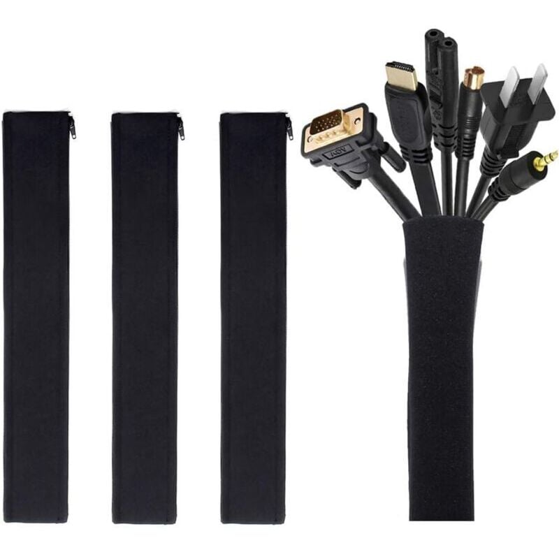 Kabelmanagement-Kabel-Organizer 【4 x 50 cm Packung】, Kabel verstecken, flexible Organizer-Hüllen für Elektrokabel, TV/Computer/USB/Audio/Video/Box