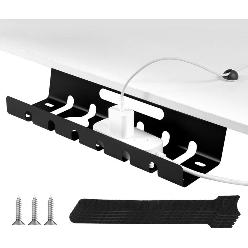 Kabelmanagement Schreibtisch 40x10.5x8cm Kabelmanagement Unter Dem Schreibtisch Kohlenstoffstahl Kabelhalter Schreibtisch Schwarz für Startseite Büro