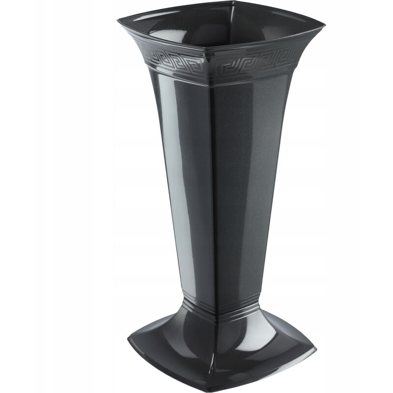 Grabvase mit Sockel, Friedhofsvase aus Kunststoff, Blumenvase für Grabstein, Grabdekoration, g - Kadax