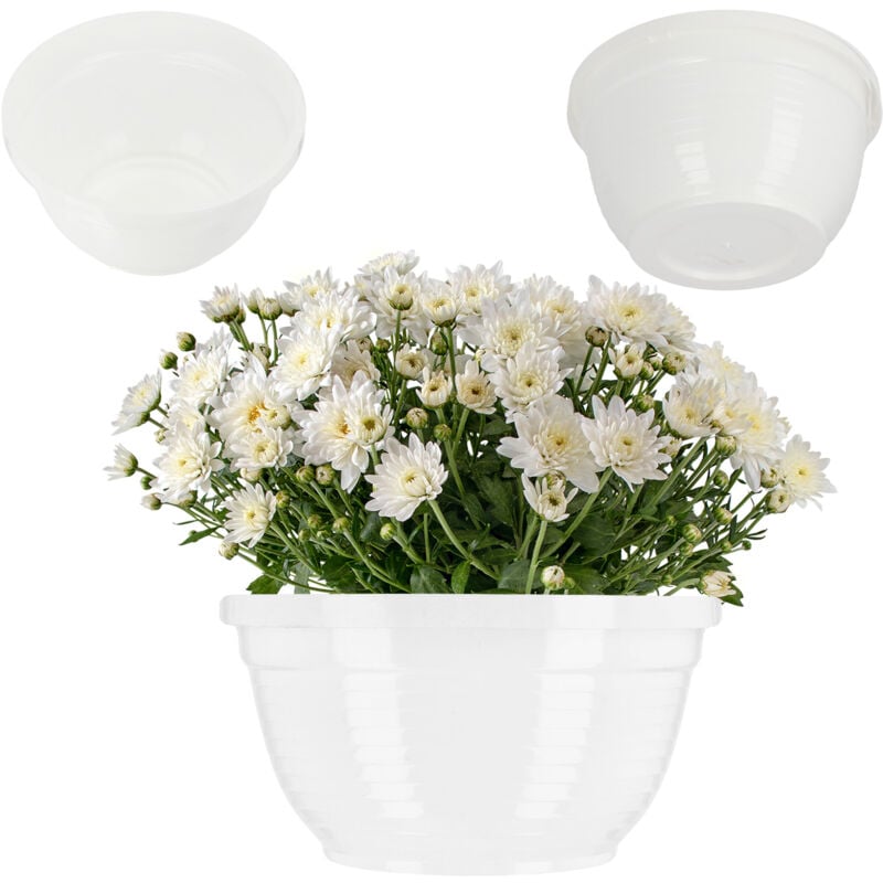 Kadax - Schale aus Kunststoff, Blumenschale, Grabschale, rund, 13 cm, Weiß