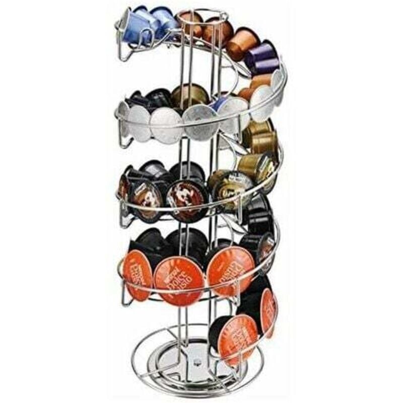 Jalleria - Kaffeekapselhalter – 43 x 18 cm., Drehbarer Kaffeekapselhalter für 36 Kapseln für Nespresso, Dolce Gusto, kratzfeste Basis, graue