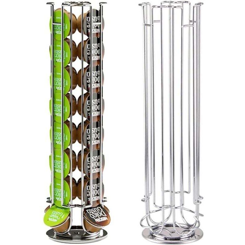 Kaffeekapselhalter für 32 Dolce Gusto Kapseln, Kaffeekapsel-Aufbewahrungsregal, drehbar, silber