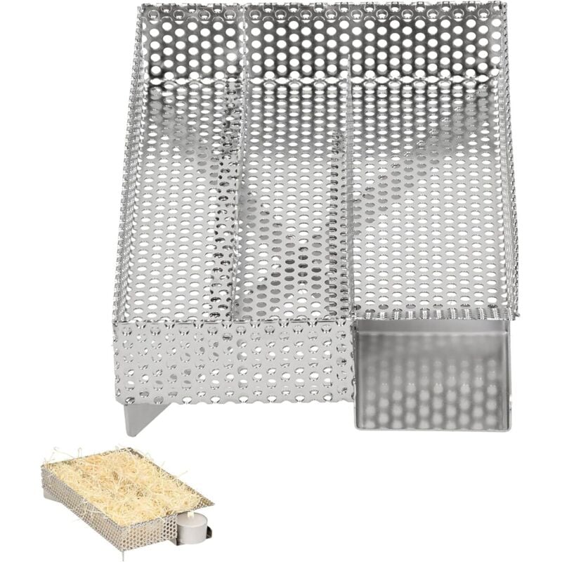 Kaltrauchgenerator mit 3 Kammern, Edelstahl, sparsame Verbrennung, 20x12,5cm, Kalträuchern und Smokern, Smoker für Fleisch, Fisch, Gemüse, Käse, BBQ