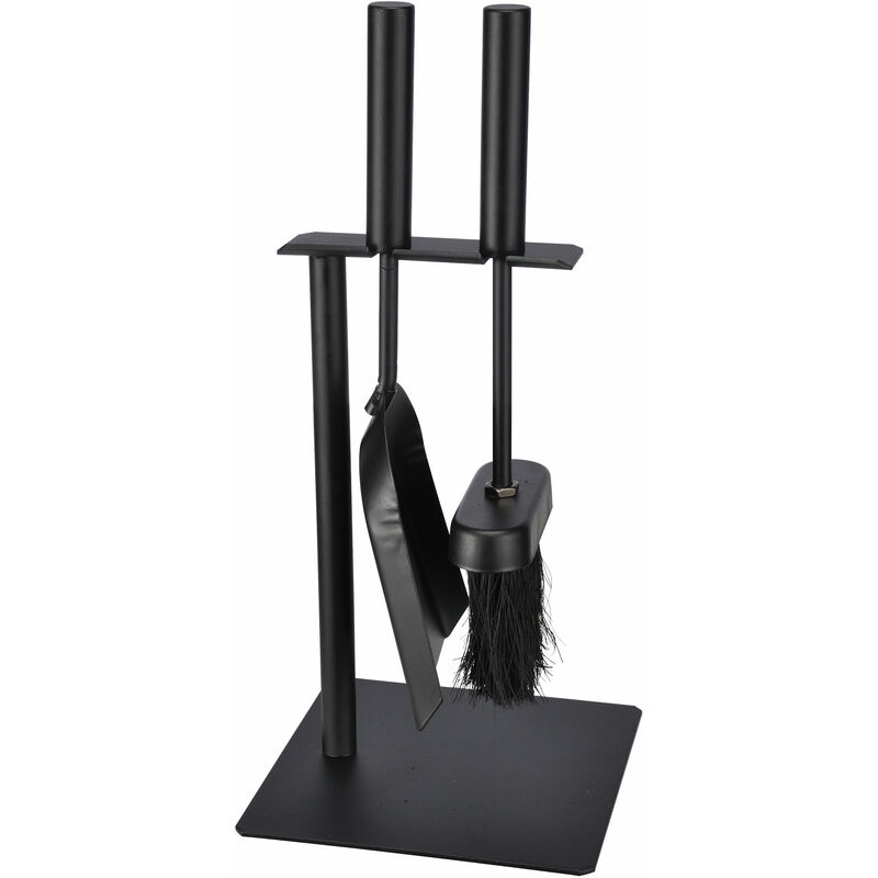 Spetebo - Kaminbesteck aus Metall - 3 teilig - mit Bürste und Schaufel Kamin Besteck Kamingarnitur Kaminwerkzeug