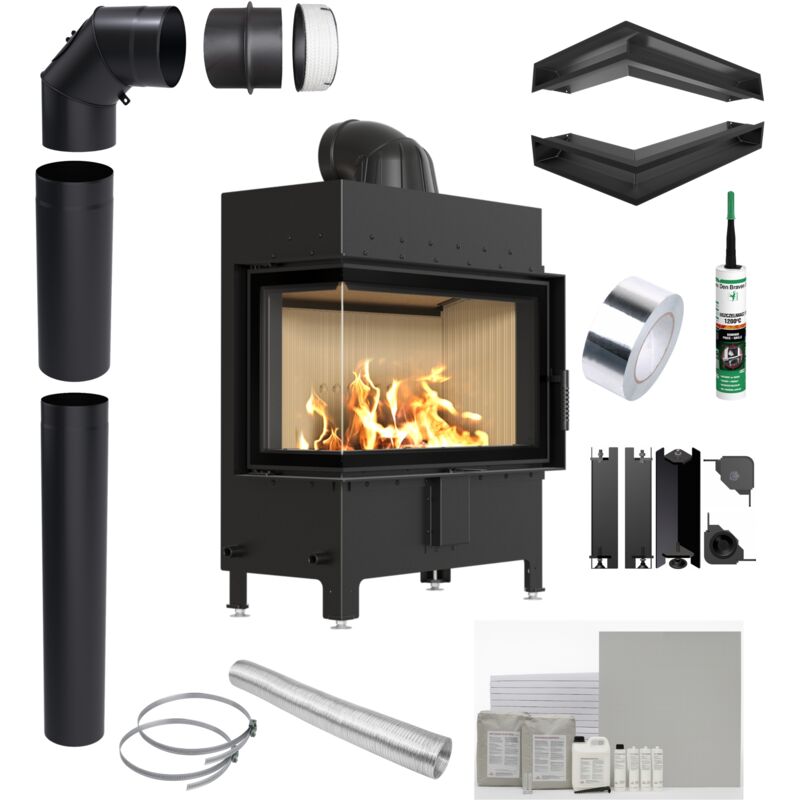 Kamineinsatz KRATKI LUCY Links 14 kW Ø200 Schließung Einbauzubehör