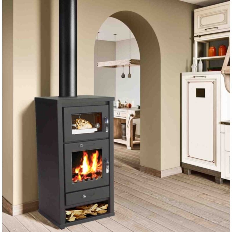 Apex - Kaminofen 11.3kW Backfach + Herdplatte Kachelofen Heizofen Ofen Kamin Holzofen eek a 56314