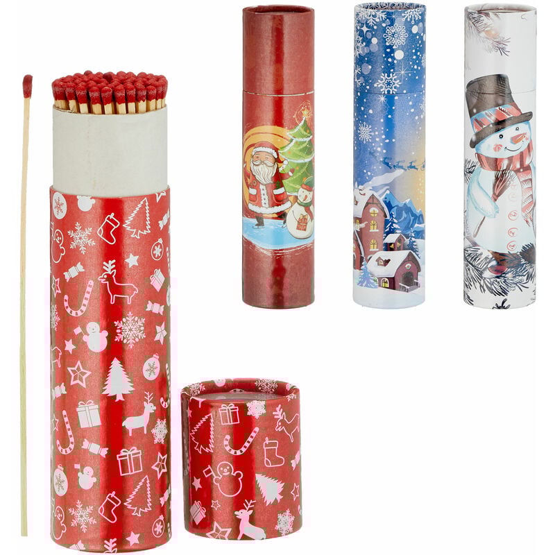 Spetebo - xxl Kamin Streichhölzer 'Weihnachten' - 4er Pack / je 75 Stck. - Maxi Jumbo Zündholz für Kamin Grill und Lagerfeuer
