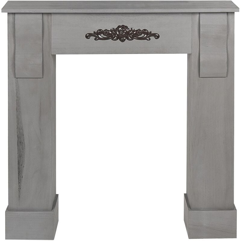 Kaminumrandung Grau Paulownia Schmal Retro Stil Klassisch Kaminkonsole Kaminattrappe Deko Wohnzimmer Schlafzimmer Flur Esszimmer