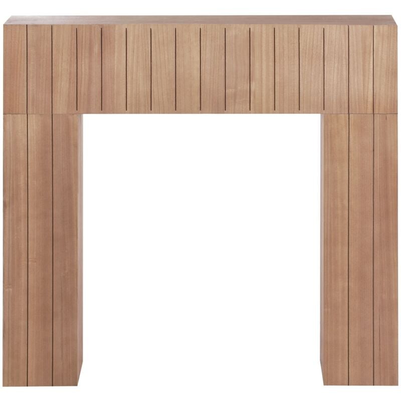 Kaminumrandung Hellbraun MDF-Platte mit Sockel Schmal Retro Stil Klassisch Kaminkonsole Kaminattrappe Wohnzimmer Schlafzimmer Flur Esszimmer