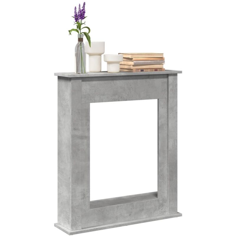 vidaXL Kaminumrandung Betongrau 75x20x87,5 cm Holzwerkstoff