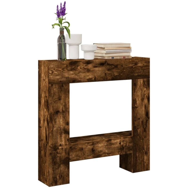 vidaXL Kaminumrandung Räuchereiche 81x18x82 cm Holzwerkstoff