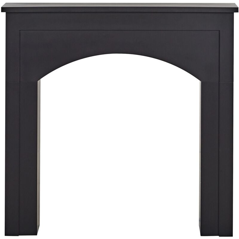 Kaminumrandung Schwarz MDF-Platte mit Sockel Schmal Retro Stil Klassisch Kaminkonsole Kaminattrappe Wohnzimmer Schlafzimmer Flur Esszimmer