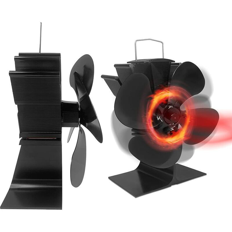 Kaminventilator Ofenventilator Wärmeenergie Kaminlüfter ohne Strom Leiser Kaminofen mit 4 Blättern, für Holzöfen,Kaminöfen und Kamin