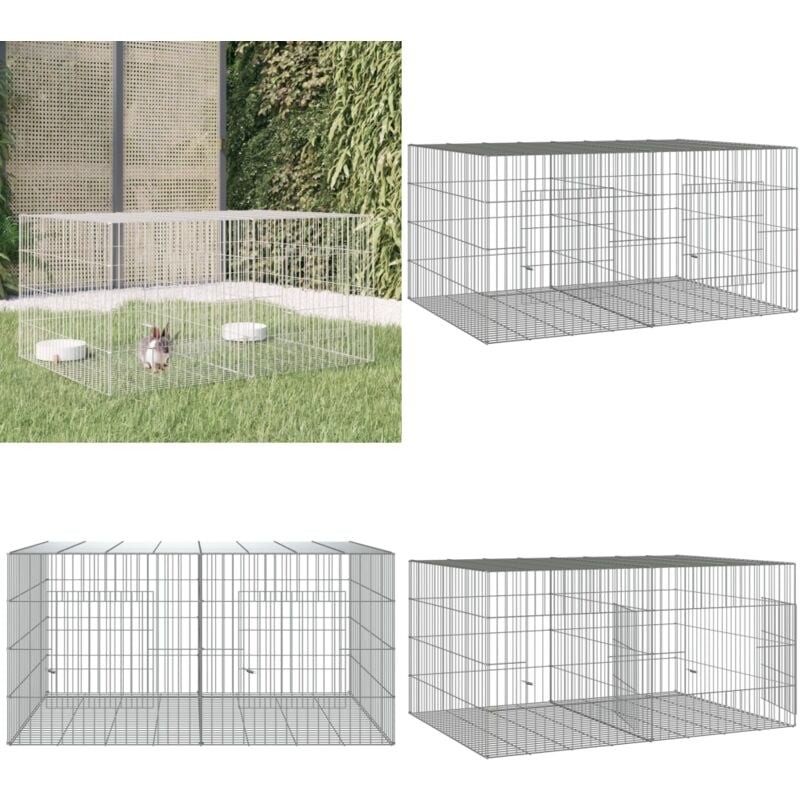 Kaninchenkäfig 2 Paneele 110x79x54 cm Verzinktes Eisen - Kaninchenkäfig - Hasenstall - Kleintierhaus - Nagetierheim - Tiergehege - Home & Living
