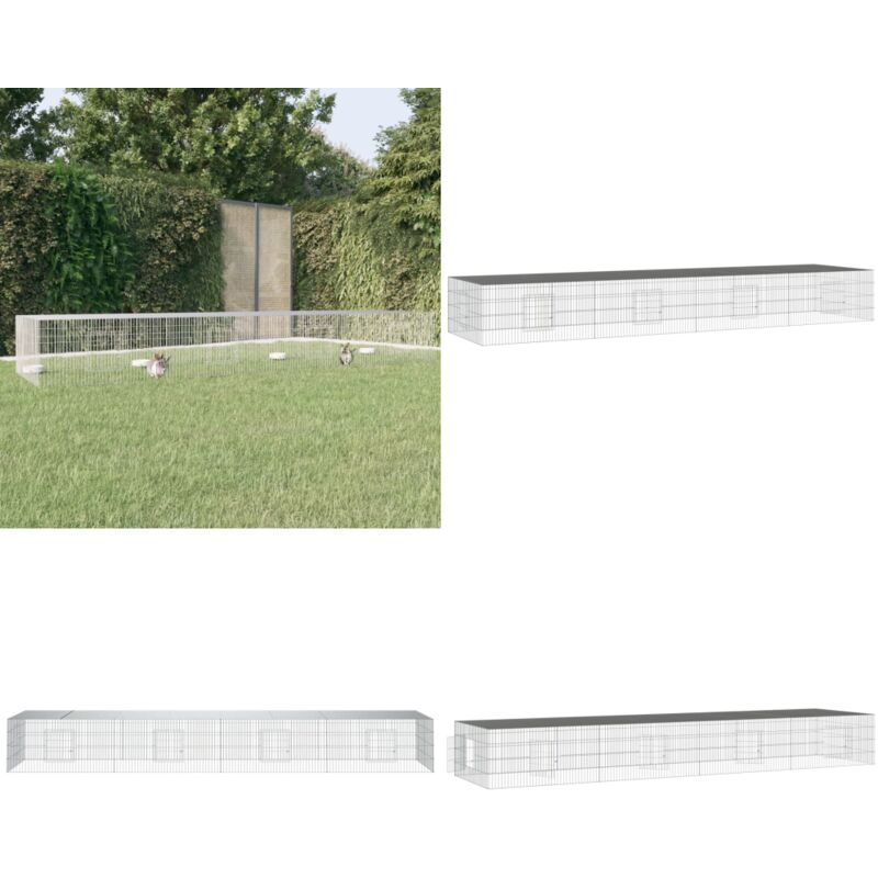 Vidaxl - Kaninchenkäfig 4 Paneele 433x109x54 cm Verzinktes Eisen - Kaninchenkäfig - Kaninchendrahtzaun - Hasenhaus - Kleintiergehege - Tierheim