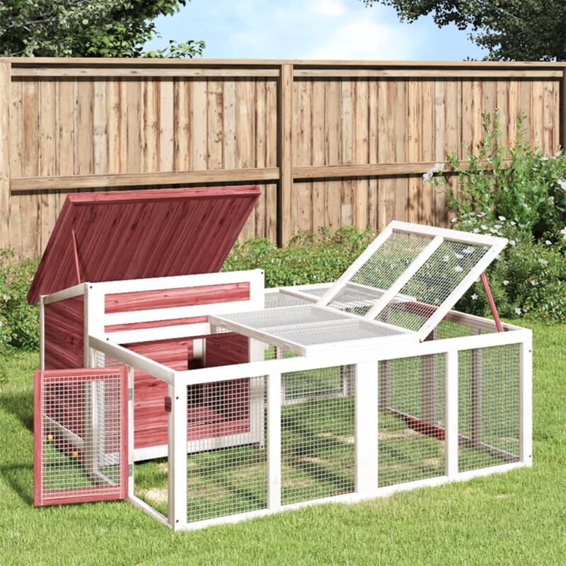 Kaninchenstall Mokka 144x123x67,5 cm Massivholz Kiefer - Vidaxl