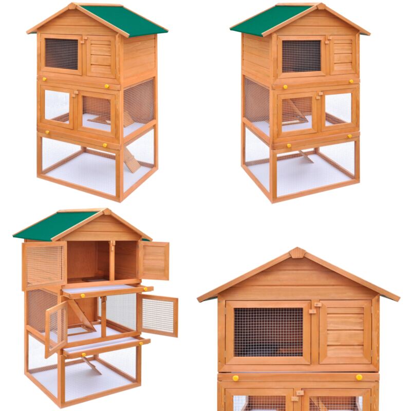 Kaninchenstall Kleintierhaus Hasenstall 3 Ebenen Holz - Kaninchenstall - Kleintierhaus - Hasenstall - Tiergehege - Holzhaus - Home & Living