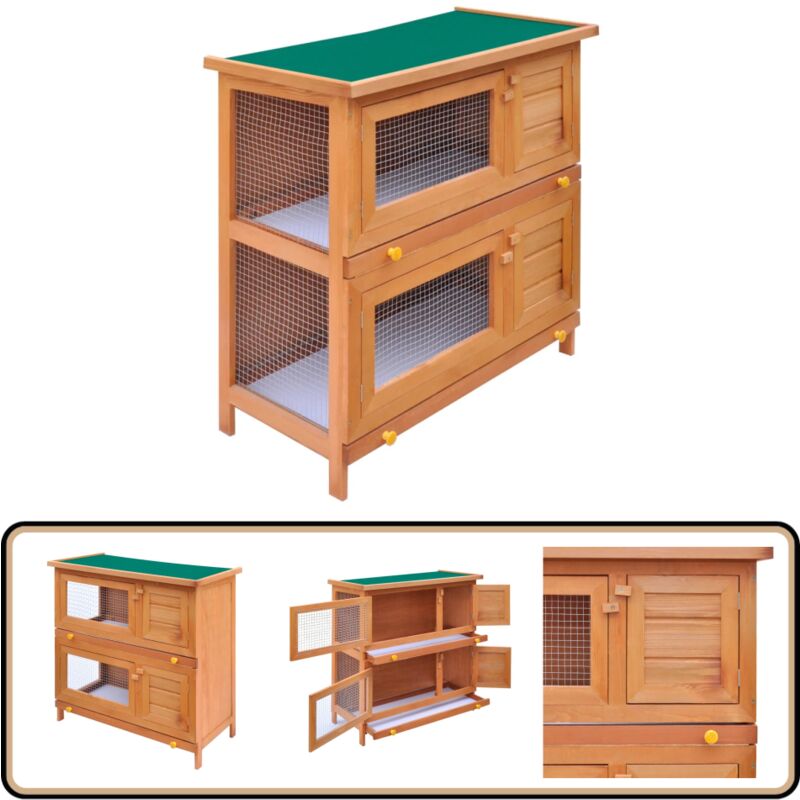 Kaninchenstall Kleintierhaus Hasenstall 4 Türen Holz - Kaninchenstall - Kleintierstall - Hasenstall - Tiergehege - Outdoor Stall