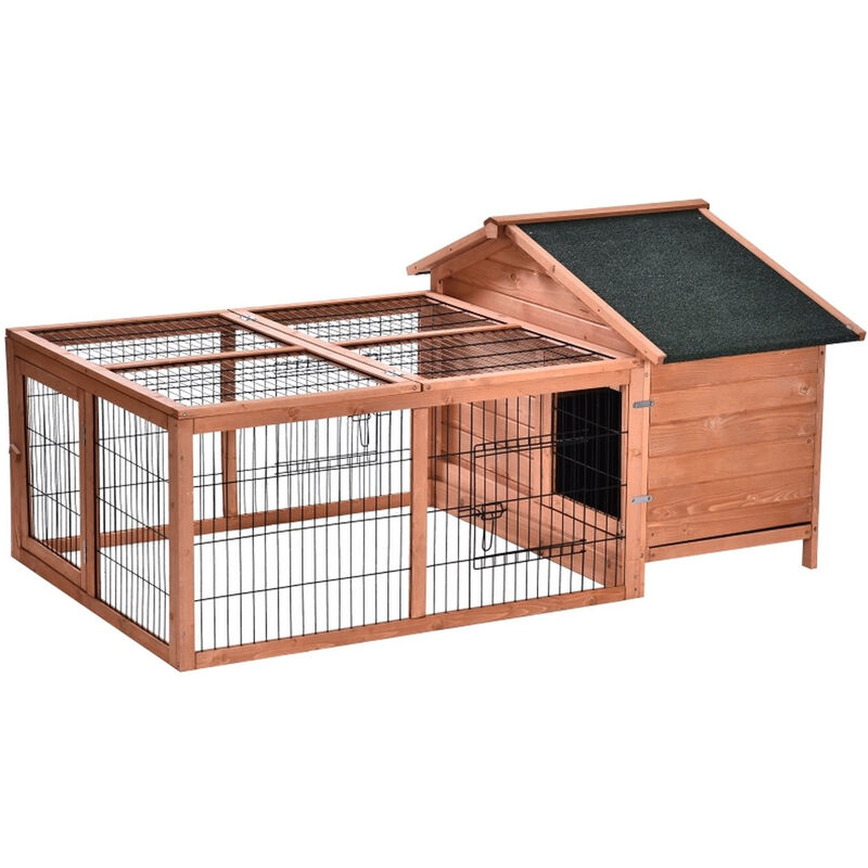 MaxxPet Kaninchenstall mit Auslauf 147x96x69 cm - Holz - Kaninchenauslauf - Kaninchenhaus - Kaninchenkäfig - Nagetierkäfig - Hasenstall