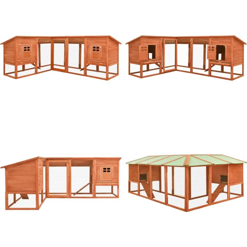 Kaninchenstall mit Freilauf Braun Tanne Massivholz - Holz Kaninchenstall - Kaninchendrache - Kaninchengehege - Outdoor Kaninchenstall - Kleintierheim